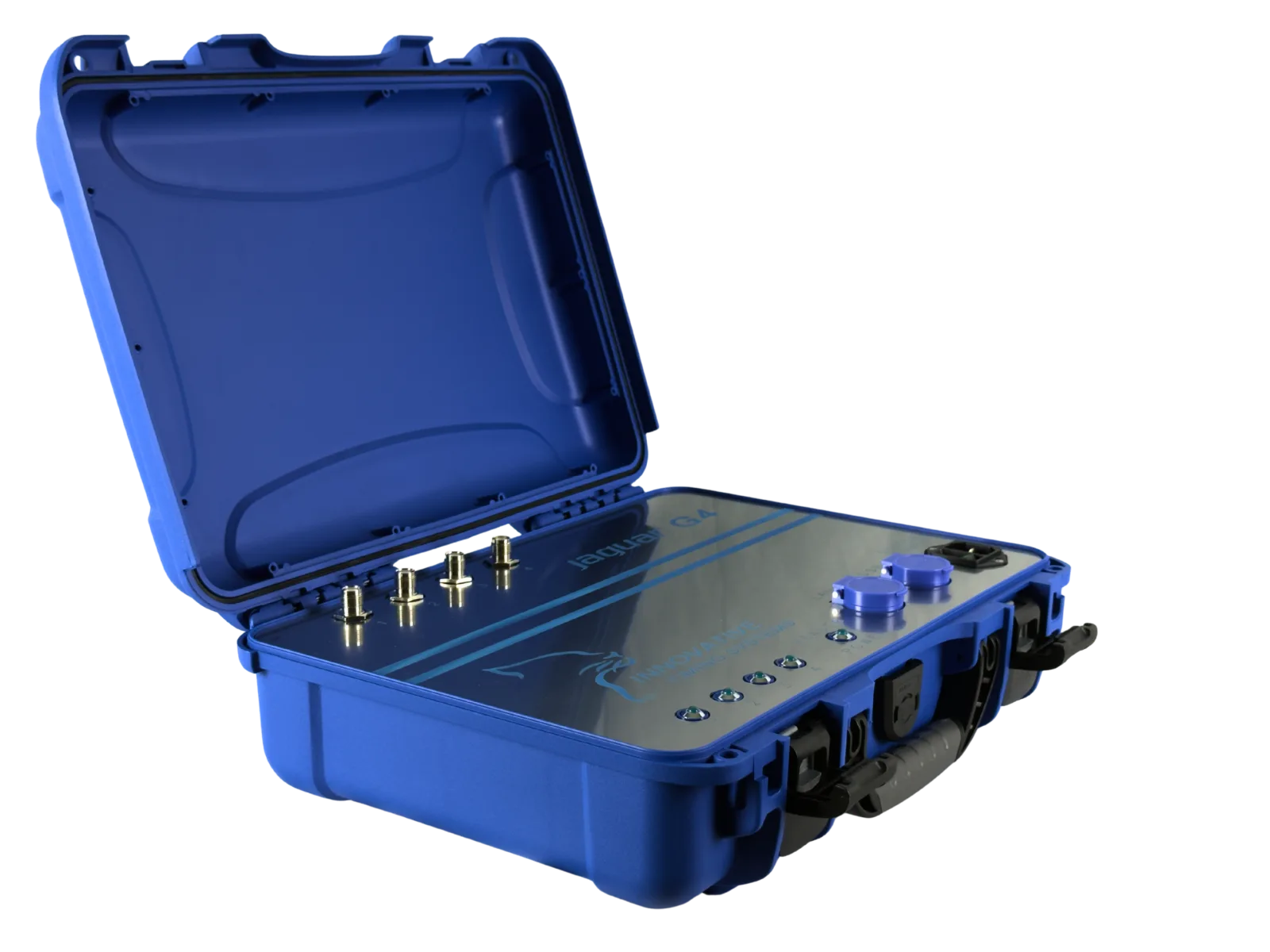 Jaguar G4 RFID race timing system in its open rugged case